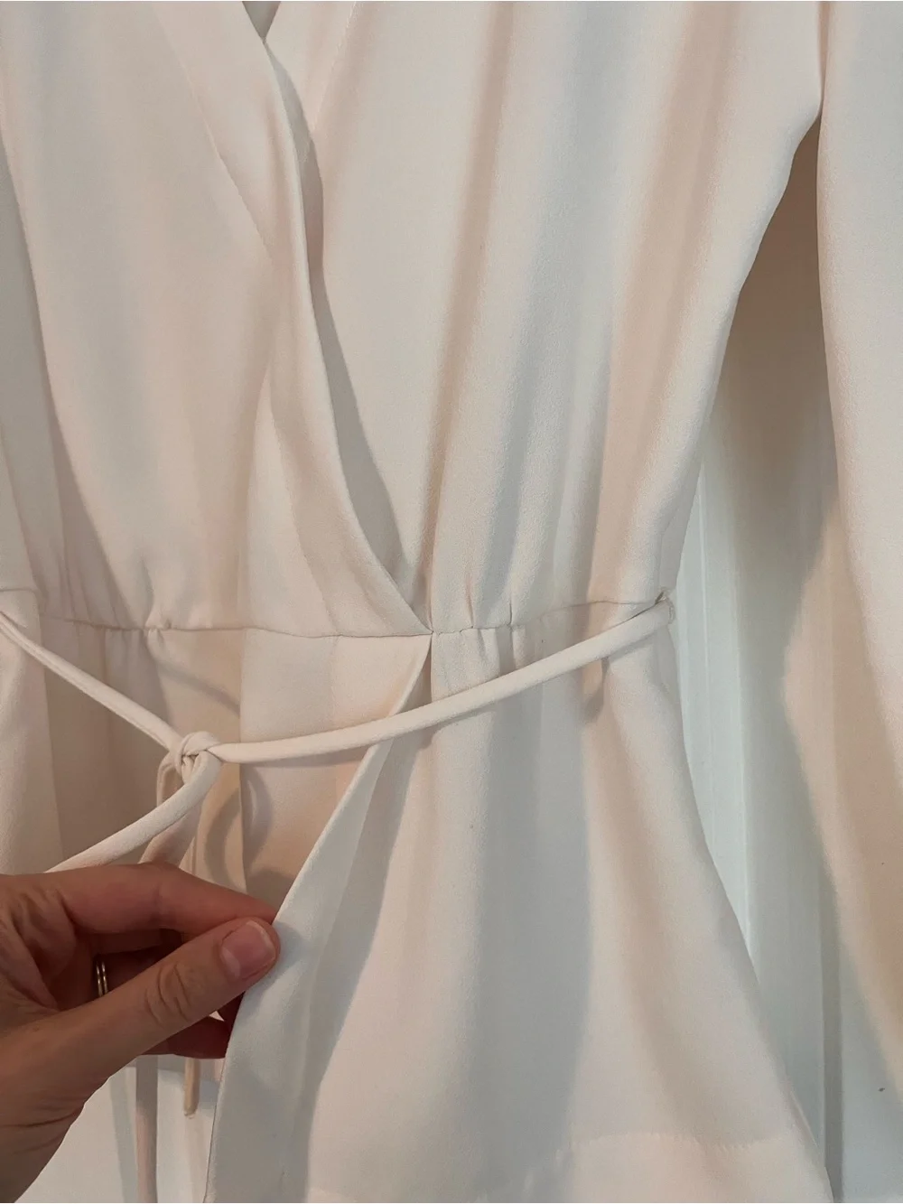 J. Crew Cream Wrap Blouse with Tie Waist
